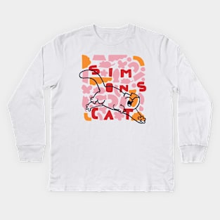 Simon's Cat Geo White & Pink Kids Long Sleeve T-Shirt